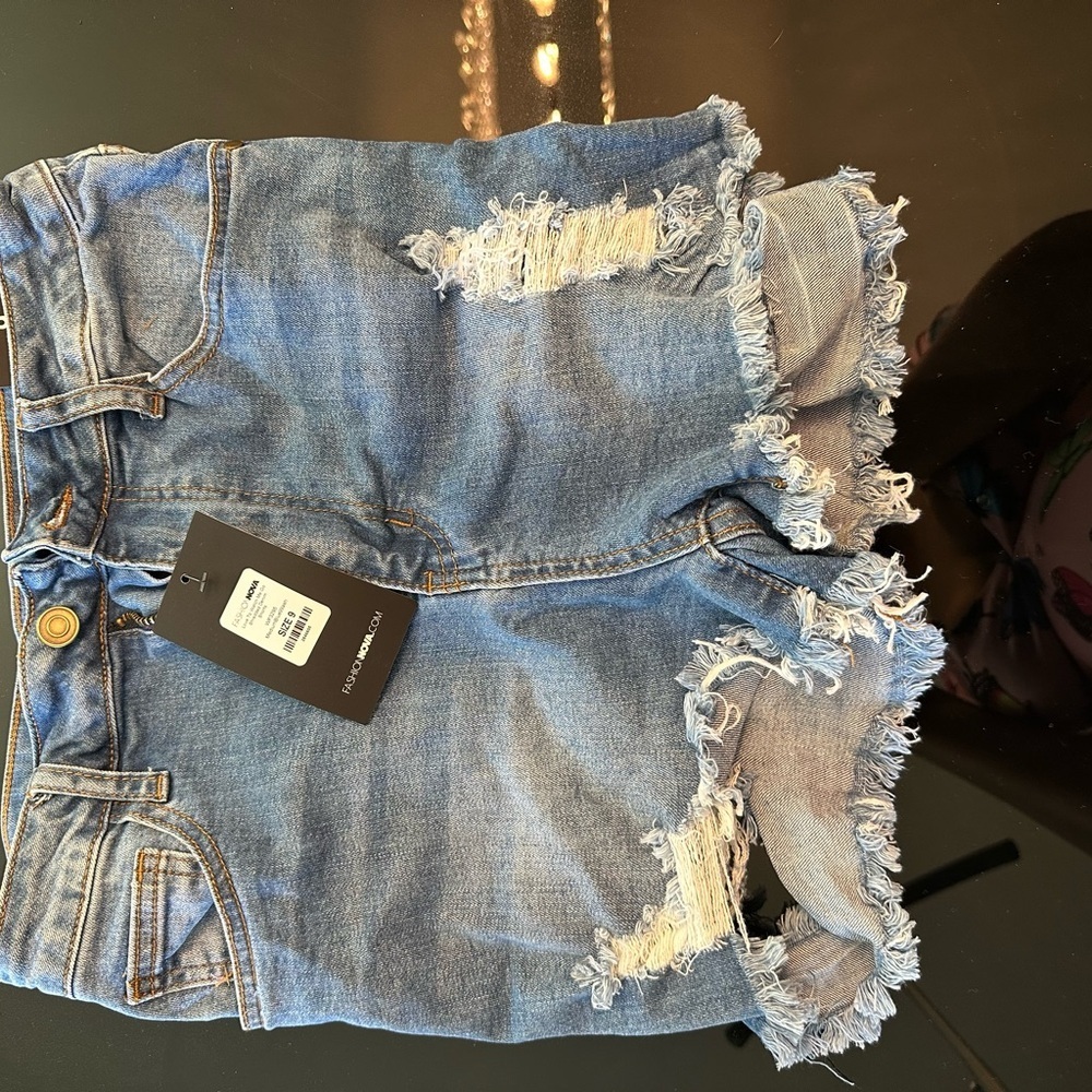 Distressed Blue Denim Shorts
